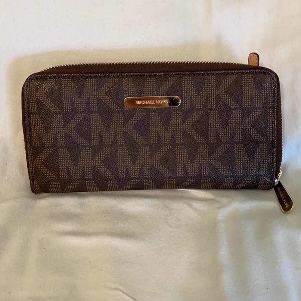 Michael Kors Brown MK print wallet